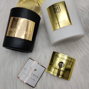 Metal Branding Logo Sticker Label Candles for Jar Gold OEM Candles Scented Luxury Home Decoration Plating Soy Wax Candle Making