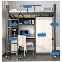 Lit superposé moderne en métal pour dortoir, avec bureau et armoire intégrés, idéal pour étudiants, écoles, hôpitaux, auberges, appartements, gain de place, réglable