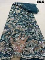 Dernière Nouveauté : Tissu de Luxe Brodé de Paillettes et Perles de Bolivie, Dentelle Française Faite Main de Haute Qualité pour Mariage ou Soirée