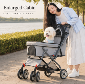 Carrito Plegable para Mascotas de 4 Ruedas, Carrito para Perros con Cabina Grande, Capacidad de Carga de 25 kg, Transportador para Exteriores - Product Image 1