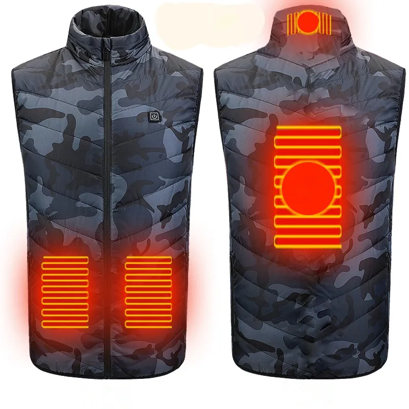 Winter Outdoor Warm Smart Heated Vest Temperature Control Camping Heating Suit Jacket Waterproof USB Charging Fever Vest