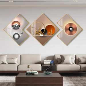 Decoración para Sala de Estar, Estilo Nórdico Moderno, Impresiones Geométricas HD, Arte Abstracto en Vidrio, Multicolor - Product Image 3