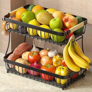 Étagère de rangement en métal à double niveau, détachable, type sur pied, panier à fruits et légumes pour l'organisation de la <span class=keywords><strong>cuisine</strong></span> - Product Image 1
