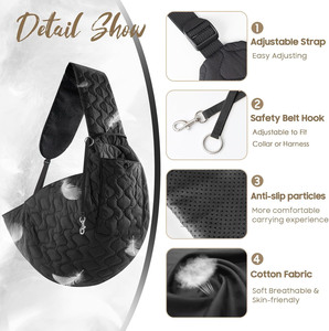 Free sample New Arrival Solid Pet <b>Carrier</b> Black Oxford Fiber Sling <b>Dog</b> Travel Bag with Zipper Closure Sustainable S M L Sizes - Product Image 4