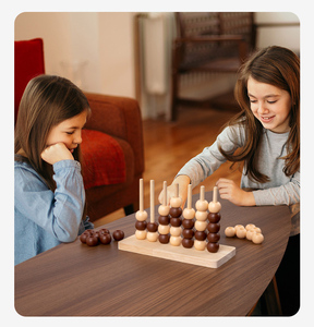 教育连接四象棋游戏木头排队4经典家庭玩具棋盘游戏儿童木制玩具四连作儿童游戏 - Product Image 5