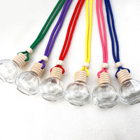 Diffuseur de parfum pour voiture 6 ml, flacon vide pour huiles essentielles, avec corde colorée et couvercle en bois, flacon en verre pour voiture