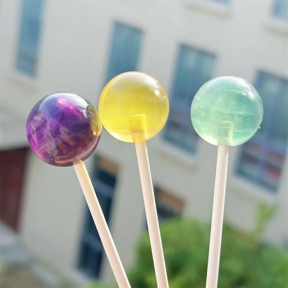 New Arrival 2024 Hot Sale Gift Gemstones Natural Fluorite Crystal Lollipop Healing Stone Quartz Carving