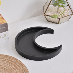Bandeja de Madera en Forma de Media Luna, Color Madera Natural, Negro Quemado, para Almacenamiento, Frutero de Escritorio, Uso en el Hogar y Hoteles - Product Image 2