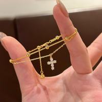 Bracelet double couche en zircon blanc, en cuivre, empilable, cadeau quotidien, bijoux