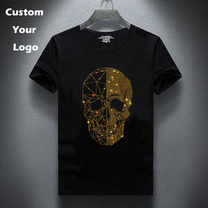 OEM China Wholesale Classic Round Neck Blank Plain T Shirts Cotton Rhinestone T-shirt Custom <b>Tshirts</b> for Men - Product Image 1
