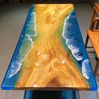 Table de Repas Sur Mesure de Luxe, en Bois Massif de Café, Design Rivière, Tables de Restaurant en Résine Époxy