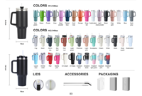 Gobelet écologique de 20 oz, mini-gobelet vierge personnalisable avec logo, gobelet isotherme de 40 oz, gobelet en acier inoxydable de 30 oz avec poignée et couvercle à paille
