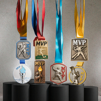 Medali Penghargaan Olahraga Logam MVP Kustom Antik Modern untuk Bola Basket, Sepak Bola, Hoki Es, Rugby, Bisbol dengan Pencetakan UV 3D