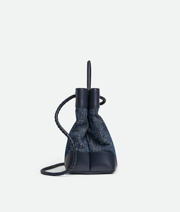 Sac à main Bottega BV L Andiamo en toile bicolore avec détail de nœud signature et bandoulière coulissante en cuir Veneta - Product Image 4