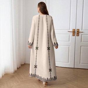 <span class=keywords><strong>Abito</strong></span> Mediorientale da Donna Taglie Forti, Vestito Ampio in Poliestere con Scollo a V, Maniche Lunghe, Stampa Floreale <span class=keywords><strong>Etnica</strong></span>, per Adulti, Spiaggia, Campeggio - Product Image 2