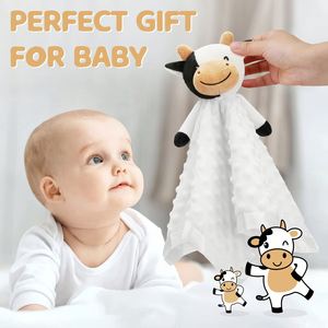 Manta de seguridad de vaca suave para bebés, para niños y niñas, manta de apego para recién nacidos, juguete de apego para bebés con diseño de vaca - Product Image 2