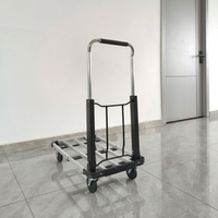 Chariot de manutention robuste en alliage d'aluminium, cadre pliable, roues silencieuses, conception peu encombrante, chariot à main de transport en gros
