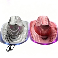 Cappello da Cowboy Occidentale con Paillettes Rosse Scintillanti per Feste e Travestimenti