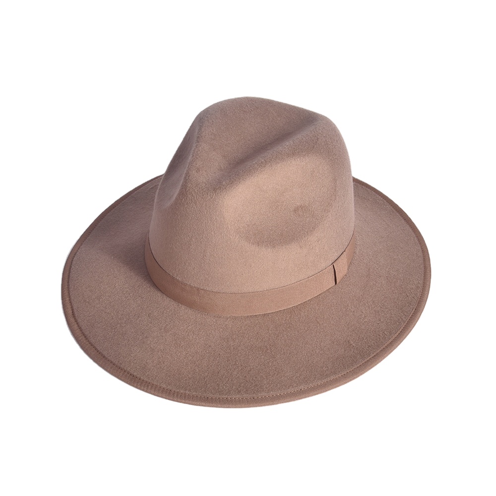 Chất lượng cao unisex Len cảm thấy mũ của phụ nữ Fedora Panama phong cách với vành rộng Ribbon trang trí cho các bên bãi biển mùa đông