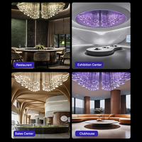 Luminaire suspendu en fibre optique LED PMMA personnalisé en forme d'aile, design moderne, IP33, couleur RGB, télécommande pour restaurant, exposition