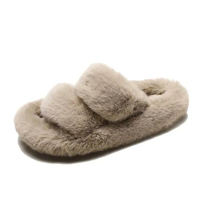 Custom Fashion Women House Warm Fluffy Furry Winter Real Fuzzy Australia Sheepskin Fur Slides Slippers for Women