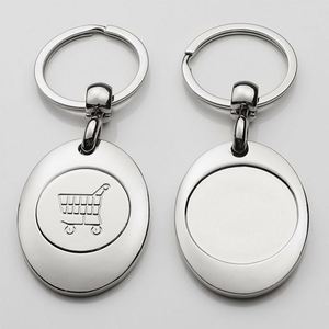 Euro Coin Token Supermarket Shopping Cart Promotional Wholesale Cheap <b>Custom</b> Metal Token Holder Trolley Coin <b>Keychain</b> - Product Image 1