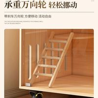 Villa pour chat en bois avec portes en verre trempé, maison pour chat d'intérieur à 2 niveaux avec échelle, griffoir et roulettes pour salon