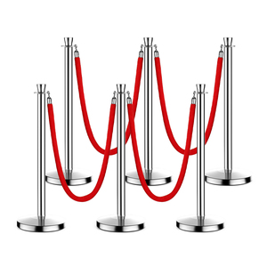 Pole de contrôle de la circulation en acier inoxydable Files d'attente en métal et support de lignes avec cordes Cordon Barrières Stanchion - Product Image 1