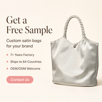 Sacs fourre-tout en satin pour femmes avec poignées en corde tressée, sac à main doublé en toile avec fermeture magnétique, logo personnalisé, vente en gros OEM