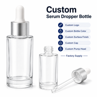 Flacon compte-gouttes en verre transparent de 40 ml avec logo personnalisé pour huile essentielle, parfum, cosmétique, liquide, conteneur de stockage