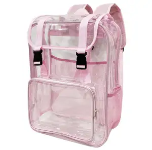 Custom High Quality PVC Women Back Pack Clear Bag Transparent Girl Backpack Women Men Ladies Back Bag