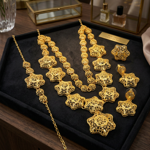 Juego de Joyería Tradicional de Latón con Baño de Oro de 14K, 18K y 24K, Juego de Joyería de Moda - Product Image 1