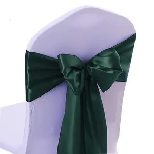 저렴한 가격 하이 퀄리티 의자 프릴 새시 웨딩 장식 녹색 나비 매듭 새틴 새시 의자 커버