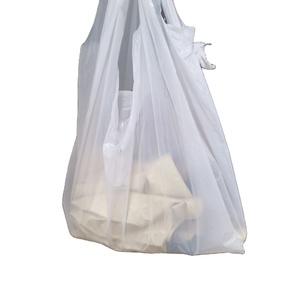 Hot selling food grade plastic bags supermarket shopping white tank top tote bag customizable logo