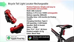 Rechargeable Bicycle Tail Light Locator Anti-theft Bike Rear Light Type-<b>C</b> Charging Works with Apple Find <b>My</b>&<b>My</b> Android Find Hub - Product Image 5