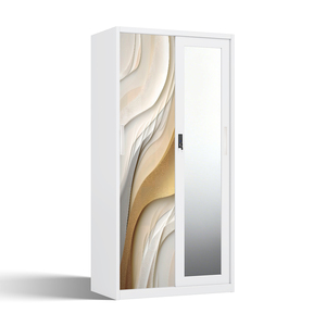 Armario de Acero Impreso con Espejo y Puerta Corredera para Almacenamiento en el Dormitorio - Product Image 2