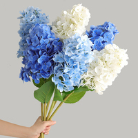 BF-HG23 Bloom Floral Vente en gros de haute qualité, Hortensias artificiels en latex à toucher réaliste, vert et bleu, fleurs d'hortensia