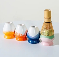 Bol Chawan Bicolore au Design Personnalisé avec Logo, Couleurs Changeantes au Four, Mignon, Luxueux, Écologique, Ensemble d'Outils à Matcha Naturels en Céramique Japandi