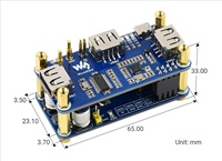 Waveshare PoE Ethernet/USB HUB HAT untuk Raspberry Pi Zero 3x USB 2.0 802.3af-compliant 10M/100M Port RJ45 Tersedia