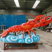 Modèle de statue de homard animatronique personnalisable en silicone et acier pour parcs d'aventure, maisons de jeux, jardins et centres commerciaux
