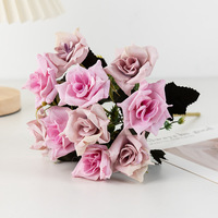Bouquet de roses en soie vintage peintes à l'huile de haute qualité, fleurs artificielles pour mariage, décoration intérieure et accessoires de photographie