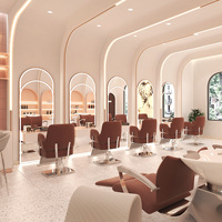 Décoration de salon de beauté de luxe, étagère personnalisée pour magasin de produits de beauté, présentoir de cosmétiques, miroir, bar à parfums, chaise de salon de beauté