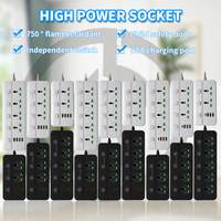 Multiprise à grands espaces entre prises, protection antichoc, port USB-C à charge rapide, ignifuge, pour la maison et le bureau