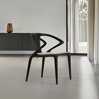 Chaise en bois massif sur mesure avec accoudoirs sculptés, chaise de salle à manger en bois, fauteuil d'appoint rembourré en cuir