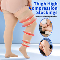 Bas de contention antidérapants jusqu'aux cuisses, classe 2, 20-30 mmHg, en nylon et élasthanne médical pour varices, œdèmes et gonflements