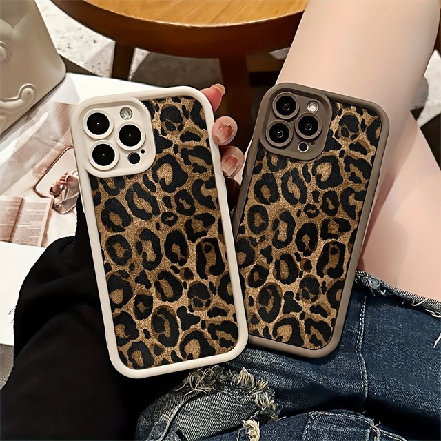 Fashion Trend Retro Brown Leopard Print Mobile Phone Case for iphone 16 Plus 17 Air Pro Max Shell Shockproof Coque Back Cover