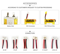 Pochette de batterie au lithium polymère cylindrique rechargeable 3.7v 130mah Ion 08310