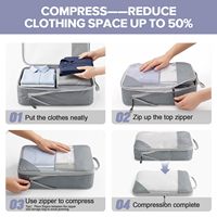 Ensemble de 7 cubes de compression à double fermeture éclair pour le voyage, gain de place, légers, organisateurs de valises