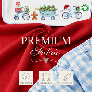 Puresun Trade Assurance Ensemble de vêtements pour garçons personnalisé en 100% coton, avec pantalon à imprimé écossais de Noël et col à revers brodé motif Bonhomme de pain d'épices - Product Image 4