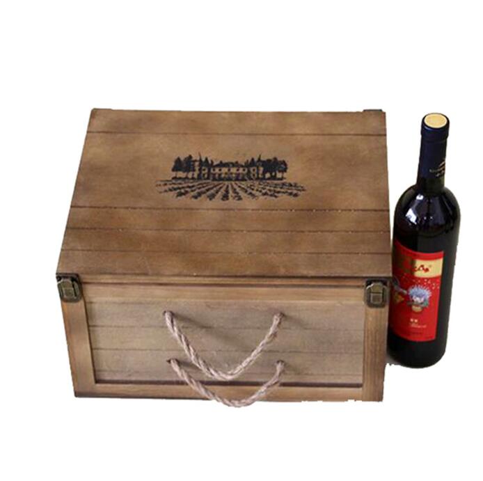 Высококачественные подарочные коробки, оптовая продажа, под заказ, деревянная коробка для вина с шестью загрузками